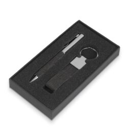 Kit caneta e chaveiro rpet preto jpg