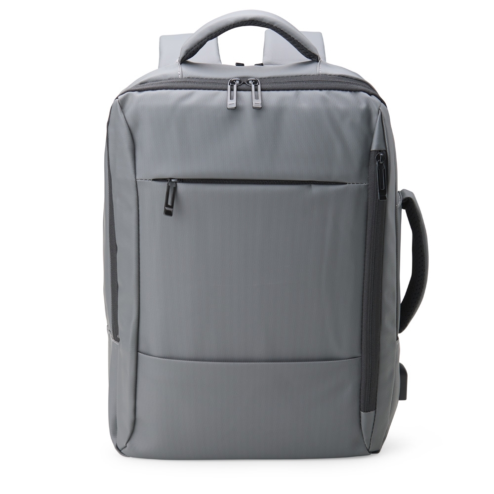 Mochila couro sintetico usb litros cinza jpg