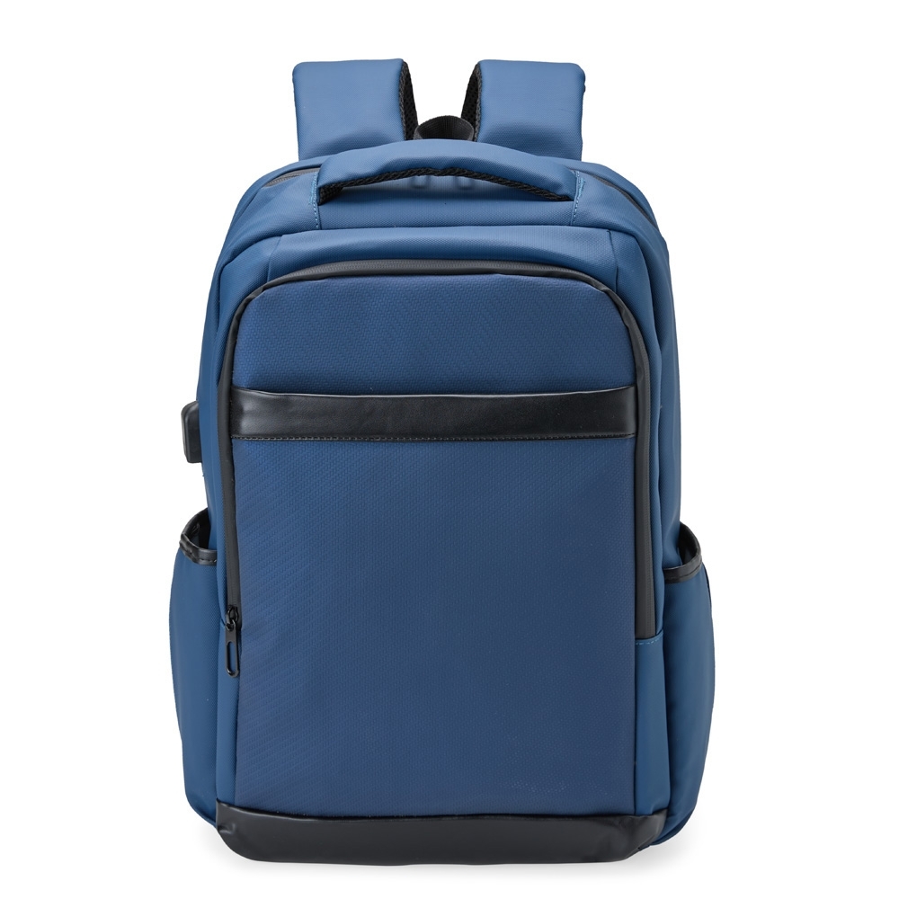 Mochila couro sintetico usb litros azul jpg