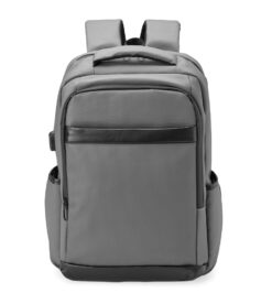 Mochila couro sintetico usb litros cinza jpg