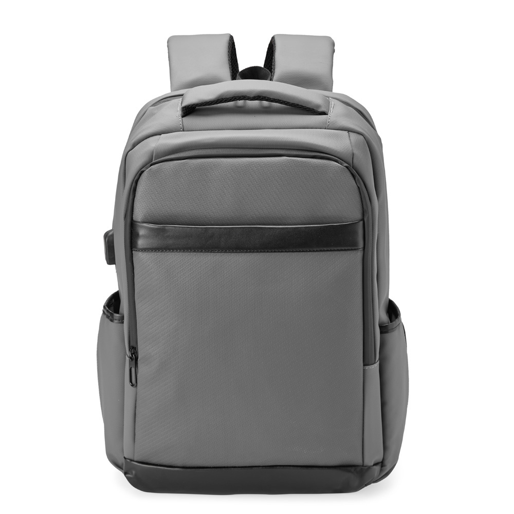 Mochila couro sintetico usb litros cinza jpg