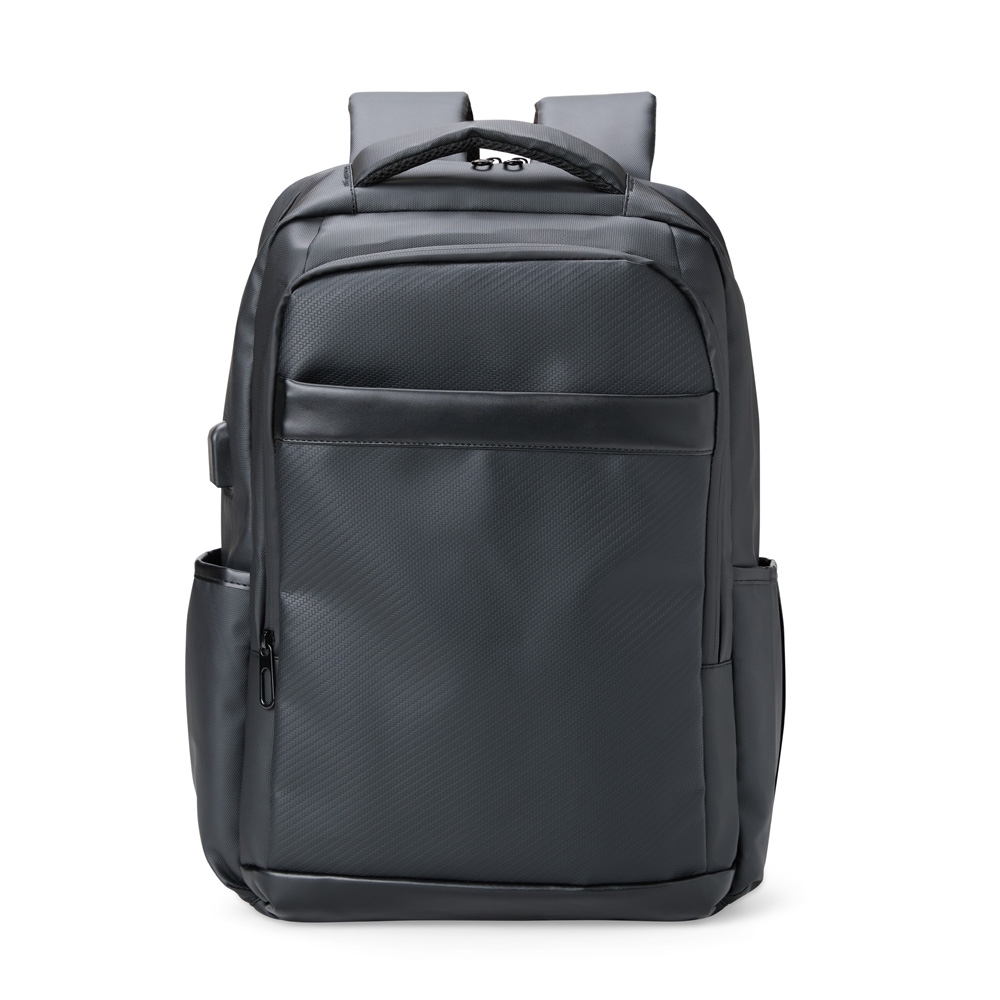Mochila couro sintetico usb litros preto jpg
