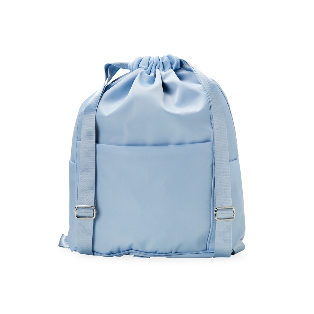 Mochila saco poliester azul claro jpg
