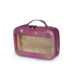 Necessaire sintetica holografica impermeavel rosa escuro jpg