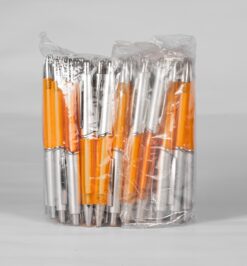 Pacote com caneta plastica laranja jpg