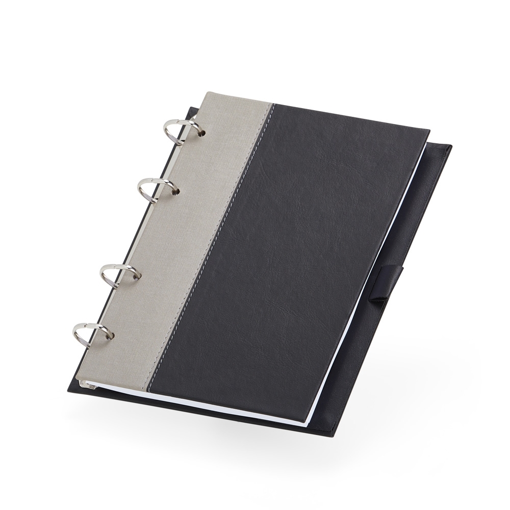 Caderno fichário de couro sintético personalizável para empresas