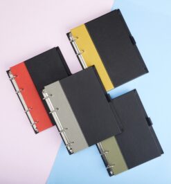 Caderno fichário de couro sintético personalizável para empresas