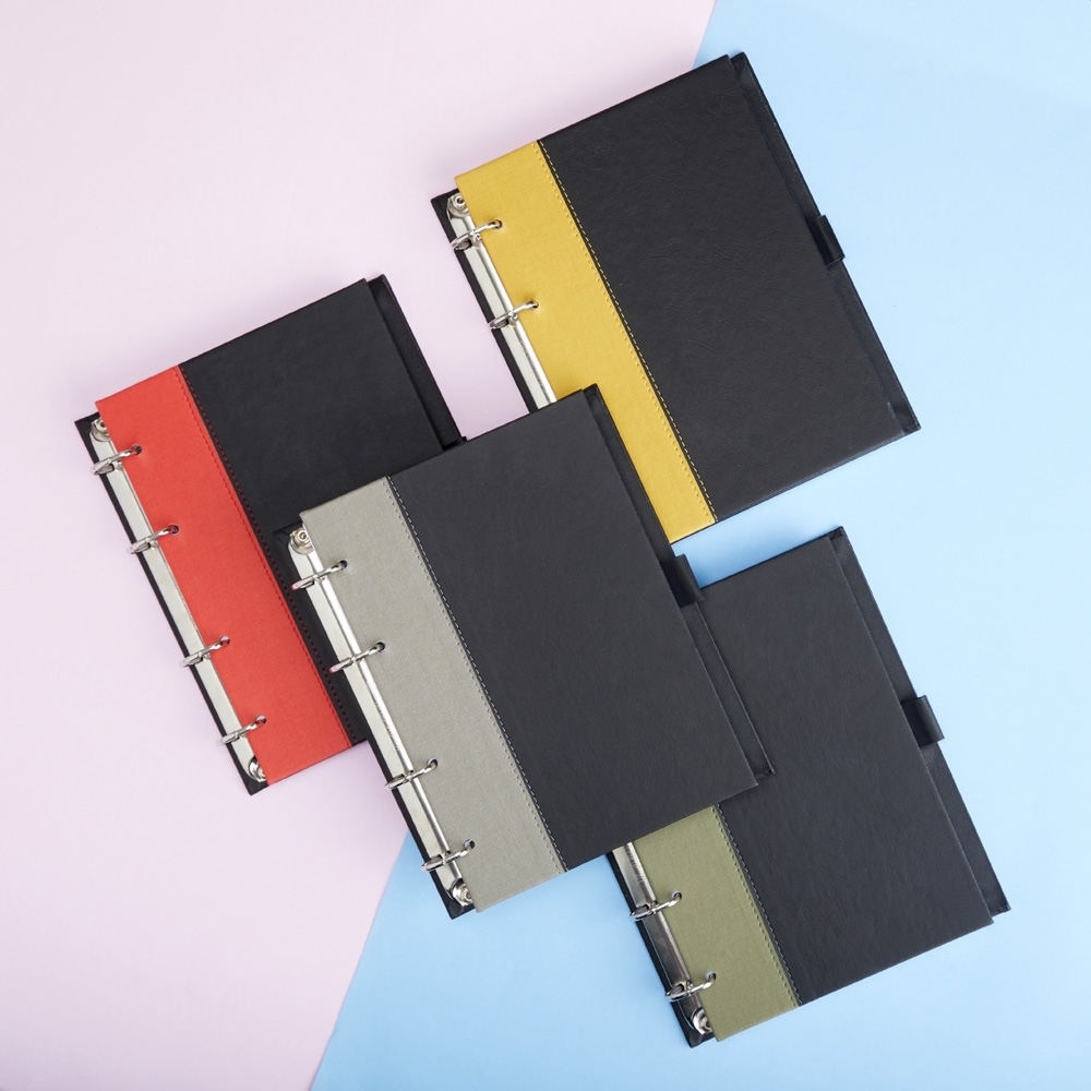 Caderno fichário de couro sintético personalizável para empresas