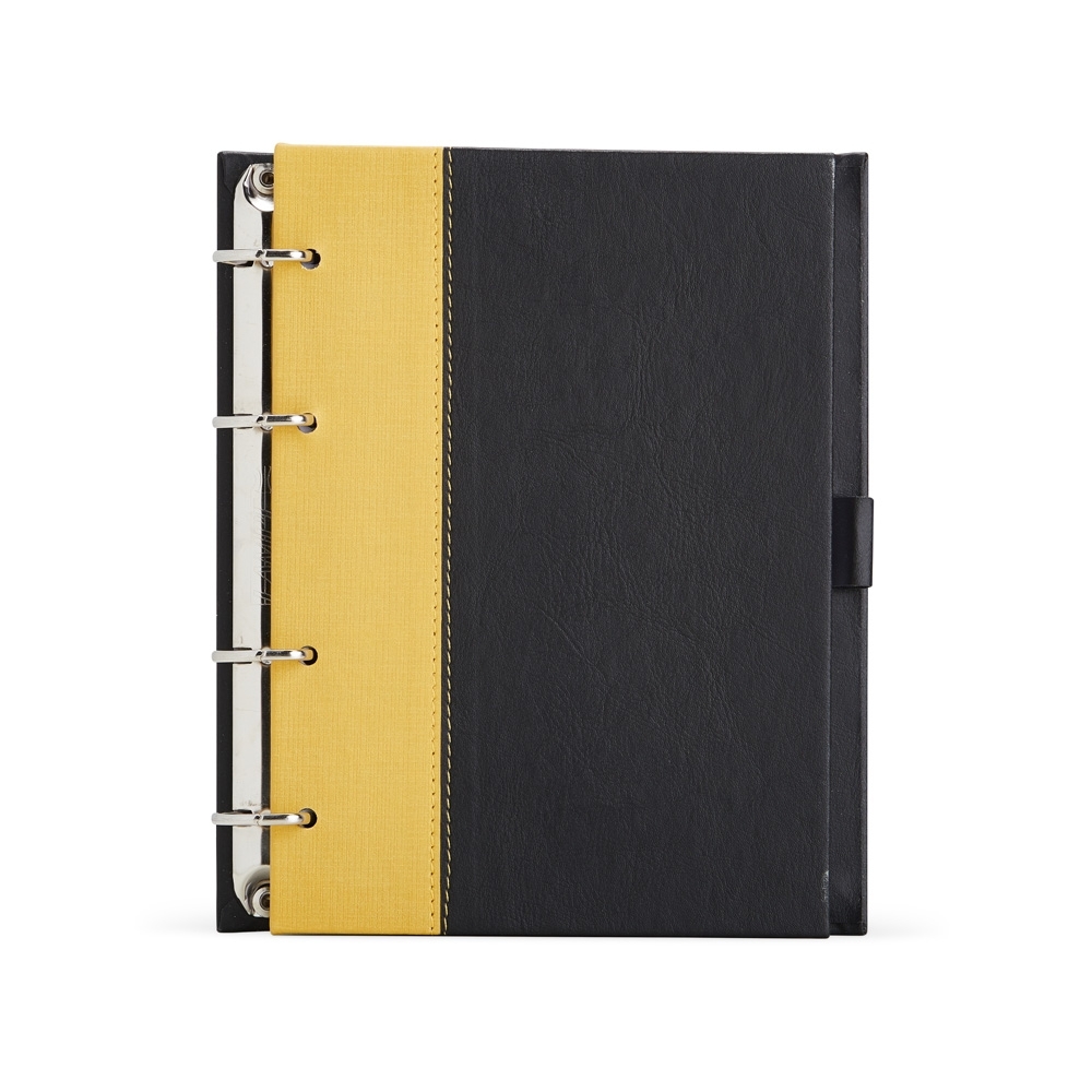 Caderno fichário de couro sintético personalizável para empresas