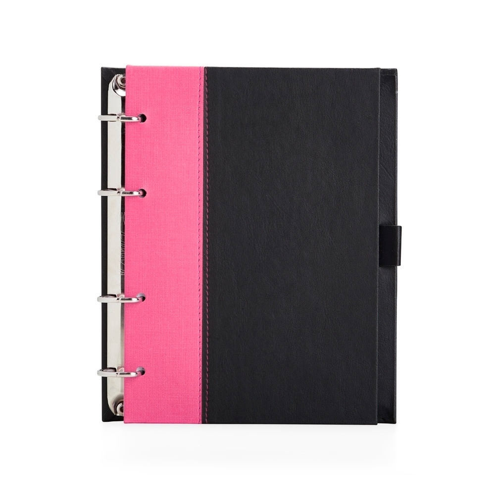 Caderno fichário de couro sintético personalizável para empresas