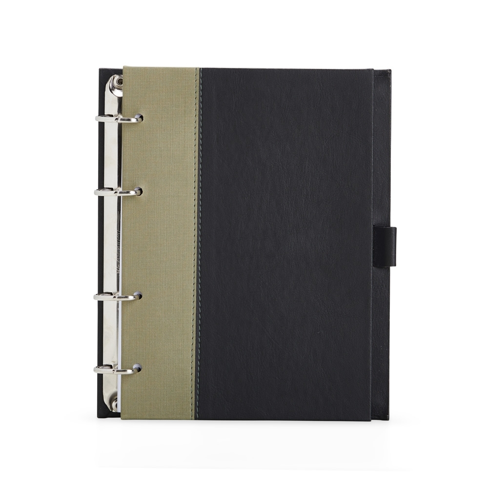 Caderno fichário de couro sintético personalizável para empresas