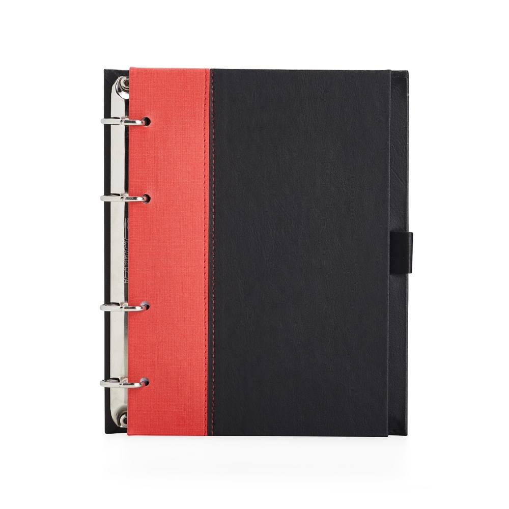 Caderno fichário de couro sintético personalizável para empresas