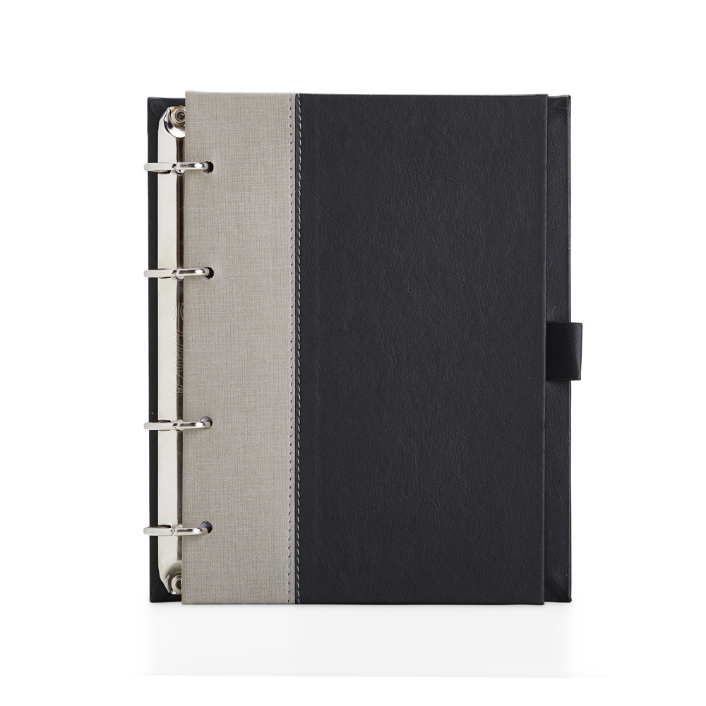 Caderno fichário de couro sintético personalizável para empresas